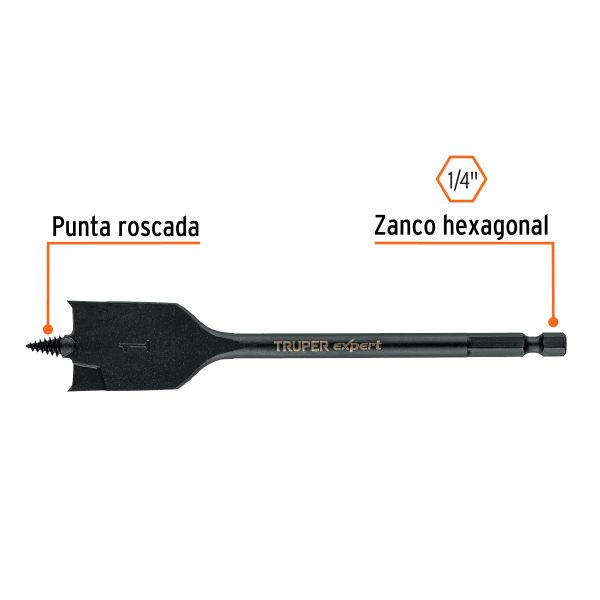 101514 - Broca plana de manita 1' para madera, Truper Expert