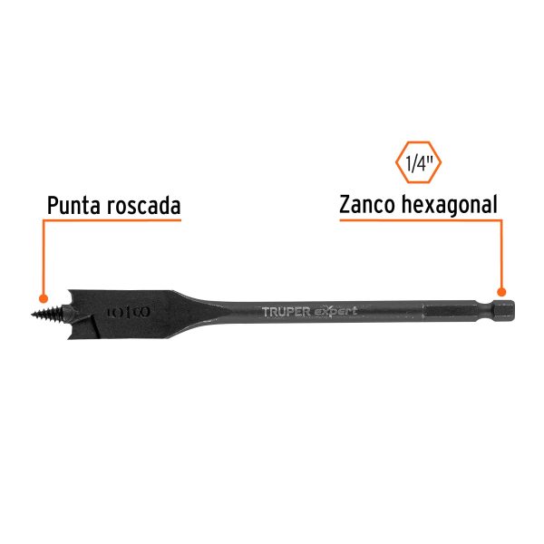 101511 - Broca plana de manita 5/8' para madera, Truper Expert
