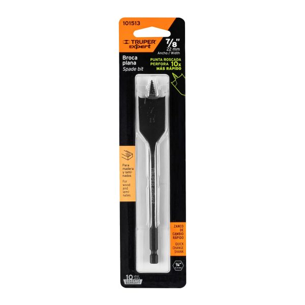 101513 - Broca plana de manita 7/8' para madera, Truper Expert