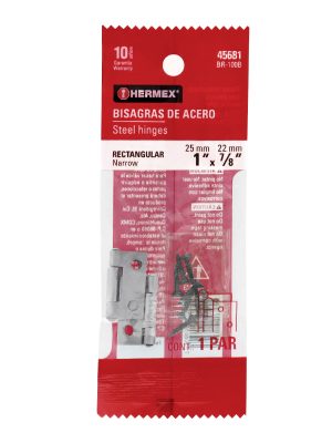 45681 - Bolsa con 2 bisagras rectangulares 1', acero pulido