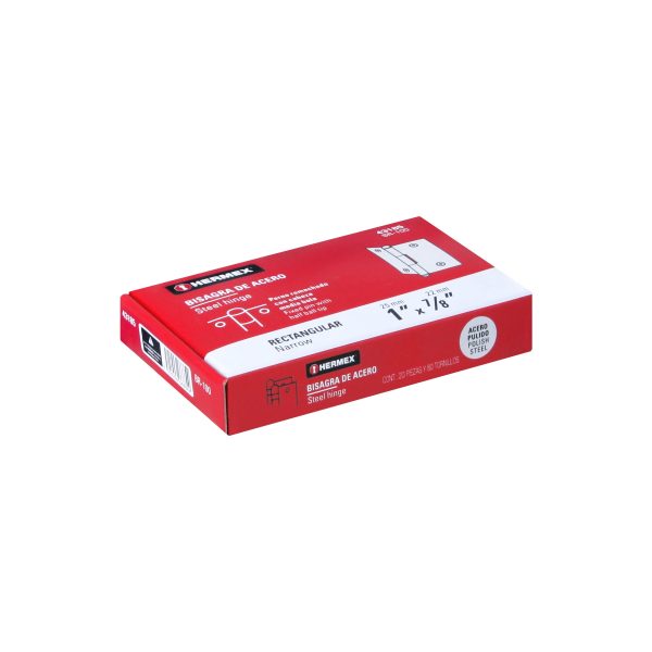 43185 - Bisagra rectangular 1' acero pulido, HERMEX