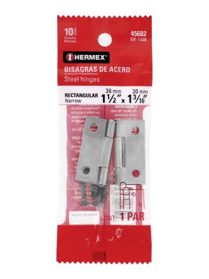 45682 - Bolsa con 2 bisagras rectangulares 1-1/2', acero pulido