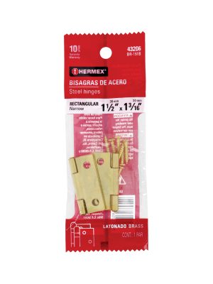 43206 - Bolsa con 2 bisagras rectangulares 1-1/2', acero latonado