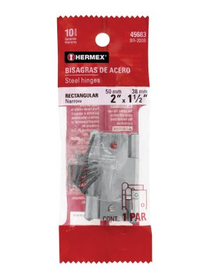 45683 - Bolsa con 2 bisagras rectangulares 2', acero pulido