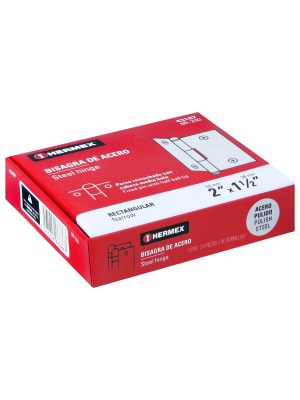 43187 - Bisagra rectangular 2' acero pulido, HERMEX