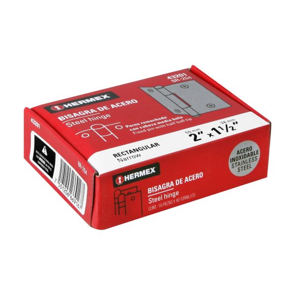 43201 - Bisagra rectangular 2' acero inoxidable, HERMEX