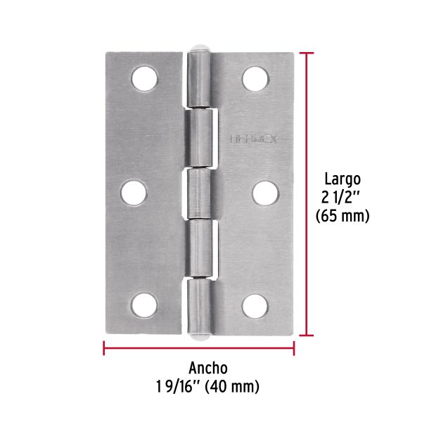 45684 - Bolsa con 2 bisagras rectangulares 2-1/2', acero pulido