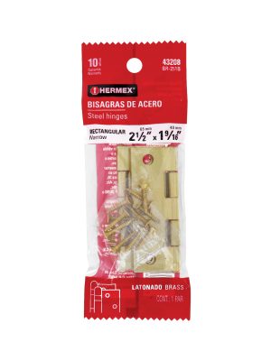 BR-251B.jpg 43208 - Bolsa con 2 bisagras rectangulares 2-1/2', acero latonado