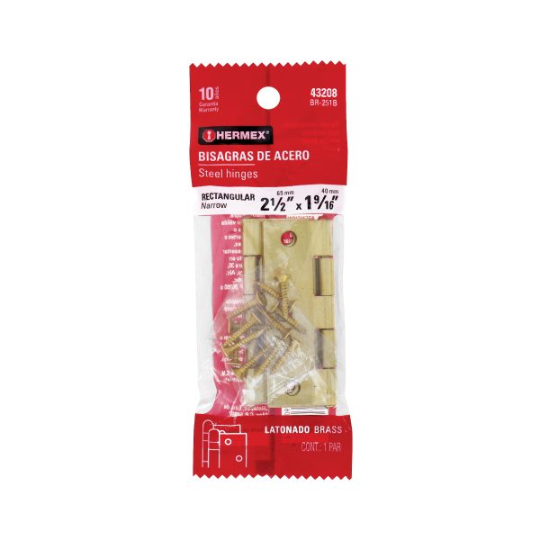 43208 - Bolsa con 2 bisagras rectangulares 2-1/2', acero latonado