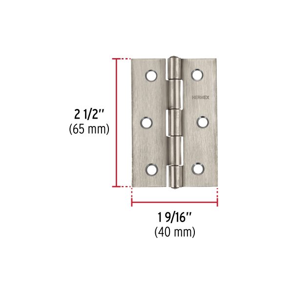 43202 - Bisagra rectangular 2-1/2' acero inoxidable, HERMEX