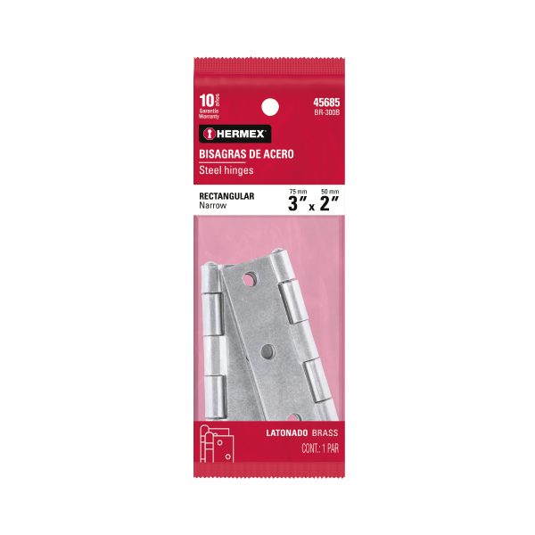 45685 - Bolsa con 2 bisagras rectangulares 3', acero pulido