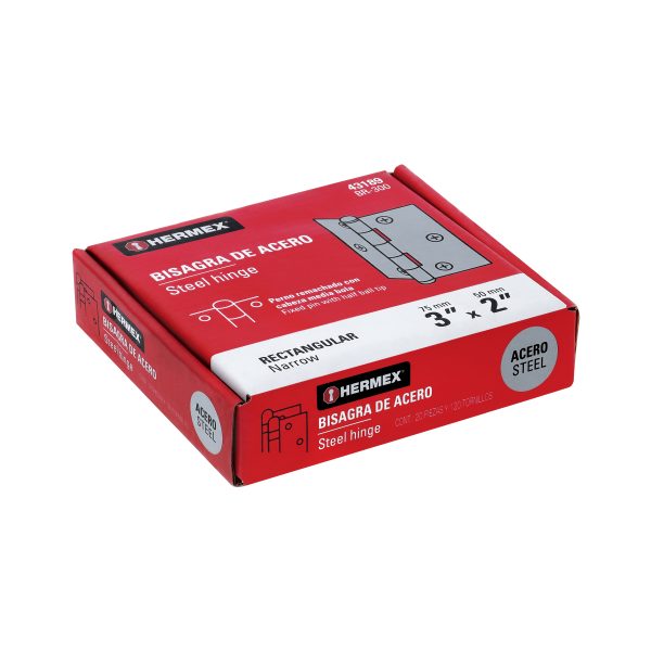 43189 - Bisagra rectangular 3' acero pulido, HERMEX