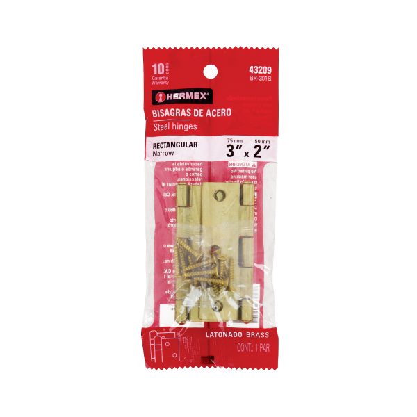 43209 - Bolsa con 2 bisagras rectangulares 3', acero latonado
