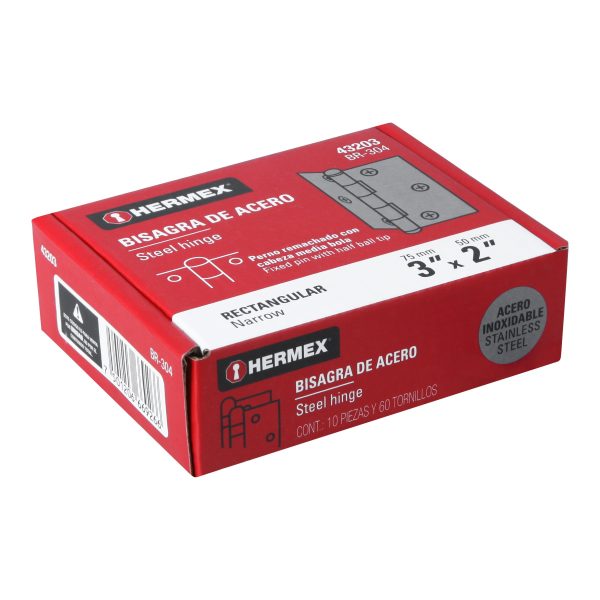 43203 - Bisagra rectangular 3' acero inoxidable, HERMEX