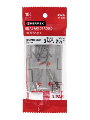 45686 - Bolsa con 2 bisagras rectangulares 3-1/2', acero pulido