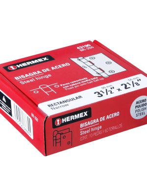 43190 - Bisagra rectangular 3-1/2' acero pulido, HERMEX