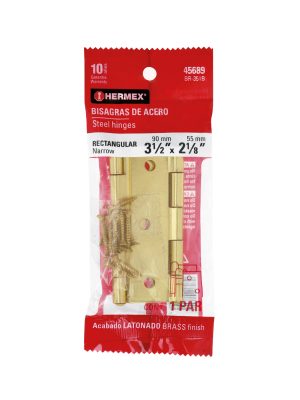 45689 - Bolsa con 2 bisagras rectangulares 3-1/2', acero latonado