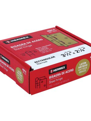 46914 - Bisagra rectangular 3-1/2' latón antiguo, HERMEX
