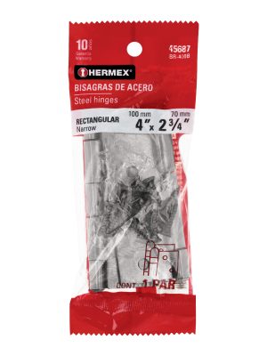 45687 - Bolsa con 2 bisagras rectangulares 4', acero pulido