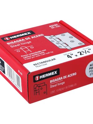 43191 - Bisagra rectangular 4' acero pulido, HERMEX