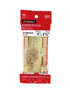 45690 - Bolsa con 2 bisagras rectangulares 4', acero latonado