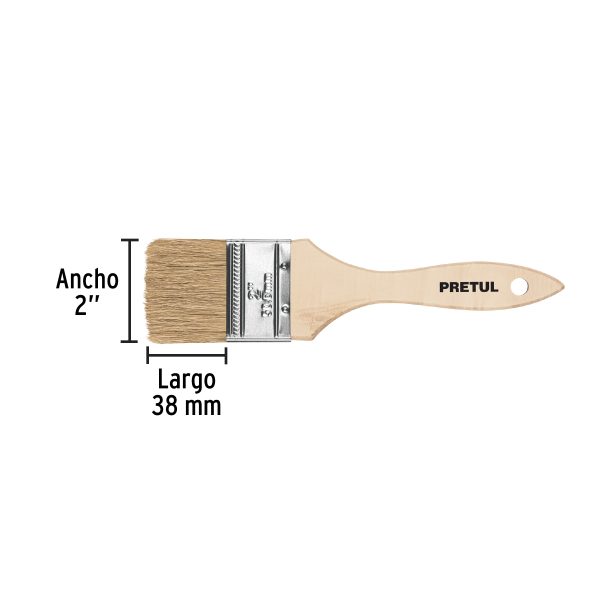 24473 - Brocha uso general de 2' con mango de madera, Pretul