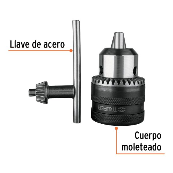 16478 - Broquero 1/2' con llave, cuerpo moleteado, TRUPER