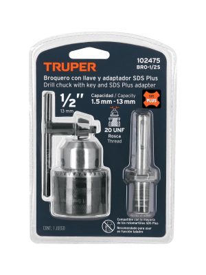 BRO-1-2SE1.jpg 102475 - Broquero 1/2' con llave y adaptador SDS Plus, TRUPER