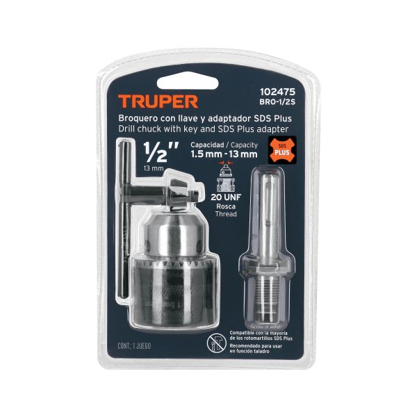 102475 - Broquero 1/2' con llave y adaptador SDS Plus, TRUPER