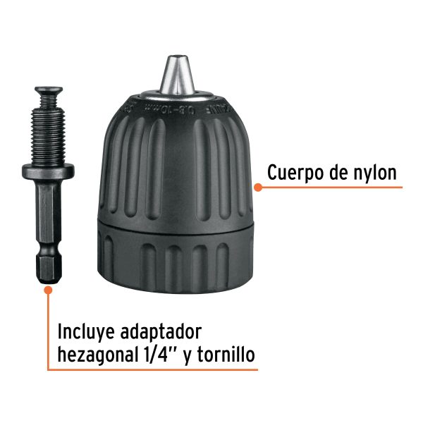102474 - Broquero 3/8' sin llave y adaptador hexagonal 1/4', TRUPER