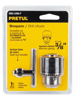 27037 - Broquero 3/8' con llave, cuerpo moleteado, PRETUL