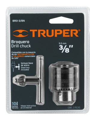 BRO-3-8NE1.jpg 16477 - Broquero 3/8' con llave, cuerpo moleteado, TRUPER