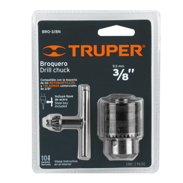 16477 - Broquero 3/8' con llave, cuerpo moleteado, TRUPER