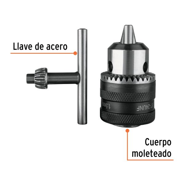16477 - Broquero 3/8' con llave, cuerpo moleteado, TRUPER