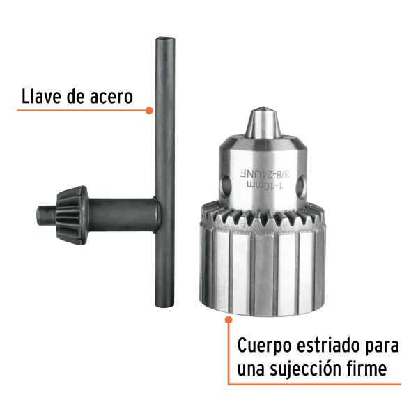 102477 - Broquero 3/8' con llave, cuerpo estriado, TRUPER EXPERT