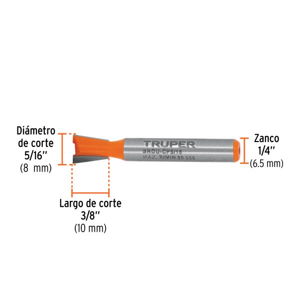 102717 - Broca para router, cola de pato, 5/16', Truper