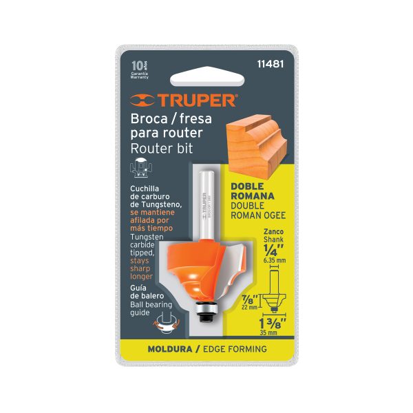 11481 - Broca para router, doble romana, 1-3/8' con balero, Truper