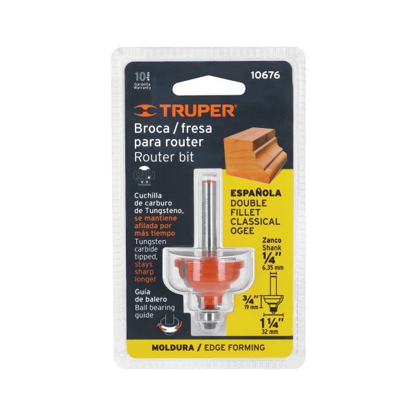 10676 - Broca para router, española, 1-1/4', con balero, Truper