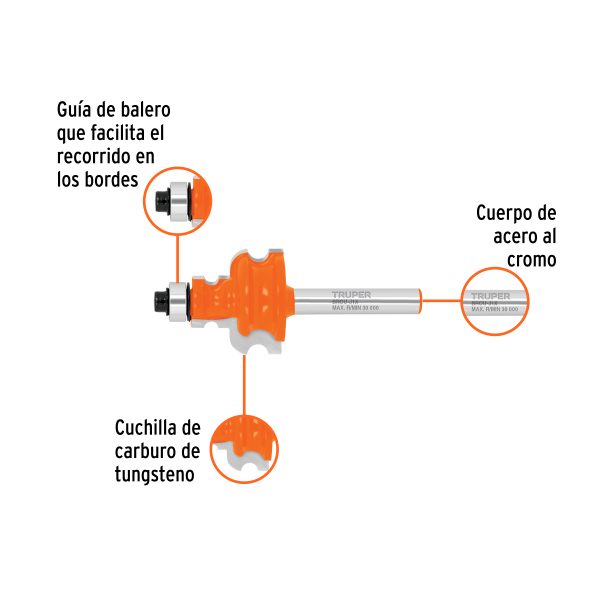 10674 - Broca router, jovel, 1', con balero, Truper