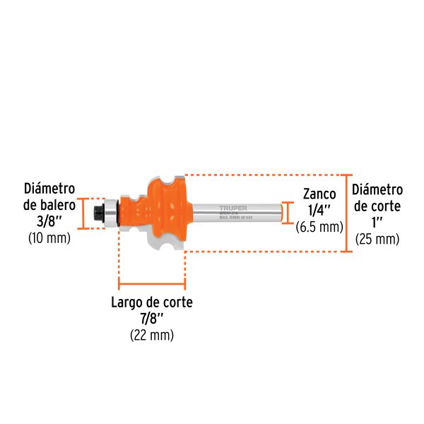 10674 - Broca router, jovel, 1', con balero, Truper