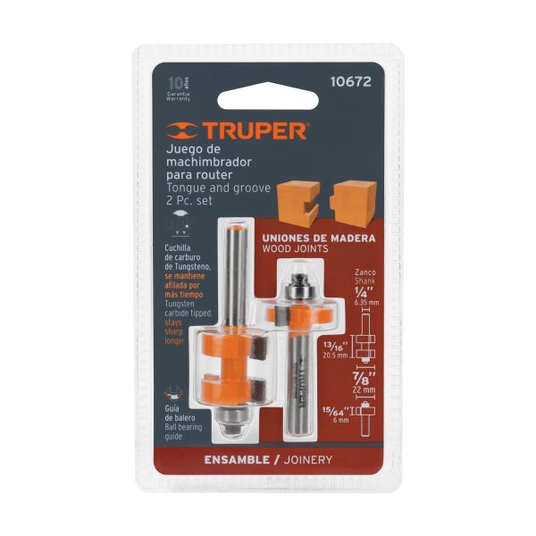 10672 - Juego de machimbrador, 7/8', con balero, Truper