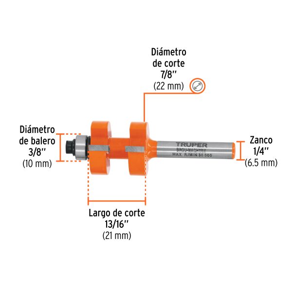10672 - Juego de machimbrador, 7/8', con balero, Truper