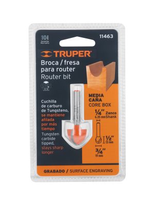 11463 - Broca para router, media caña, 3/4', Truper