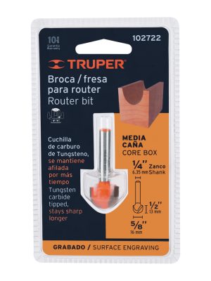 102722 - Broca para router, media caña, 5/8', Truper