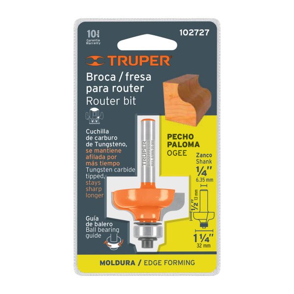 102727 - Broca para router, pecho paloma, 1-1/4' con balero, Truper