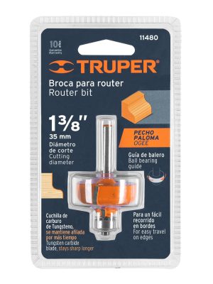 11480 - Broca para router, pecho paloma, 1-3/8' con balero, Truper