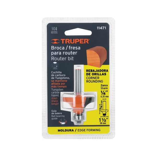 11471 - Broca para router, redondeado, 1-1/2' con balero, Truper