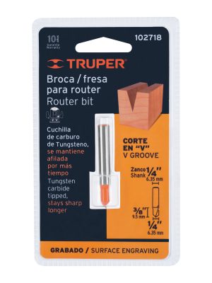 BROU-V1-4E1.jpg 102718 - Broca para router, corte en 'V', 1/4', Truper