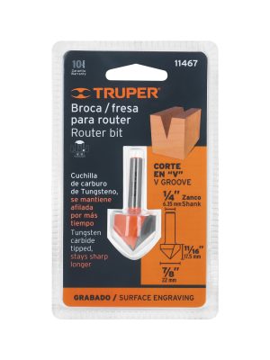 BROU-V7-8E1.jpg 11467 - Broca para router, corte en 'V', 7/8', Truper