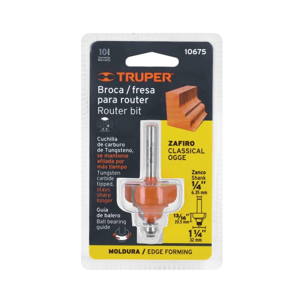 10675 - Broca para router, zafiro, 1-1/4', con balero, Truper